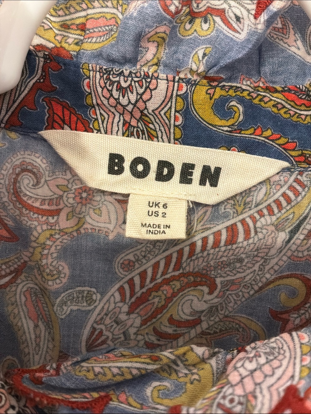 Boden Paisley Ruffle-Front Button Down Blouse - Picture 2 of 4